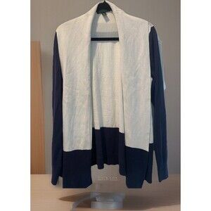 Lauren Ralph Lauren Open Cardigan  Size XL Blue And White Cotten